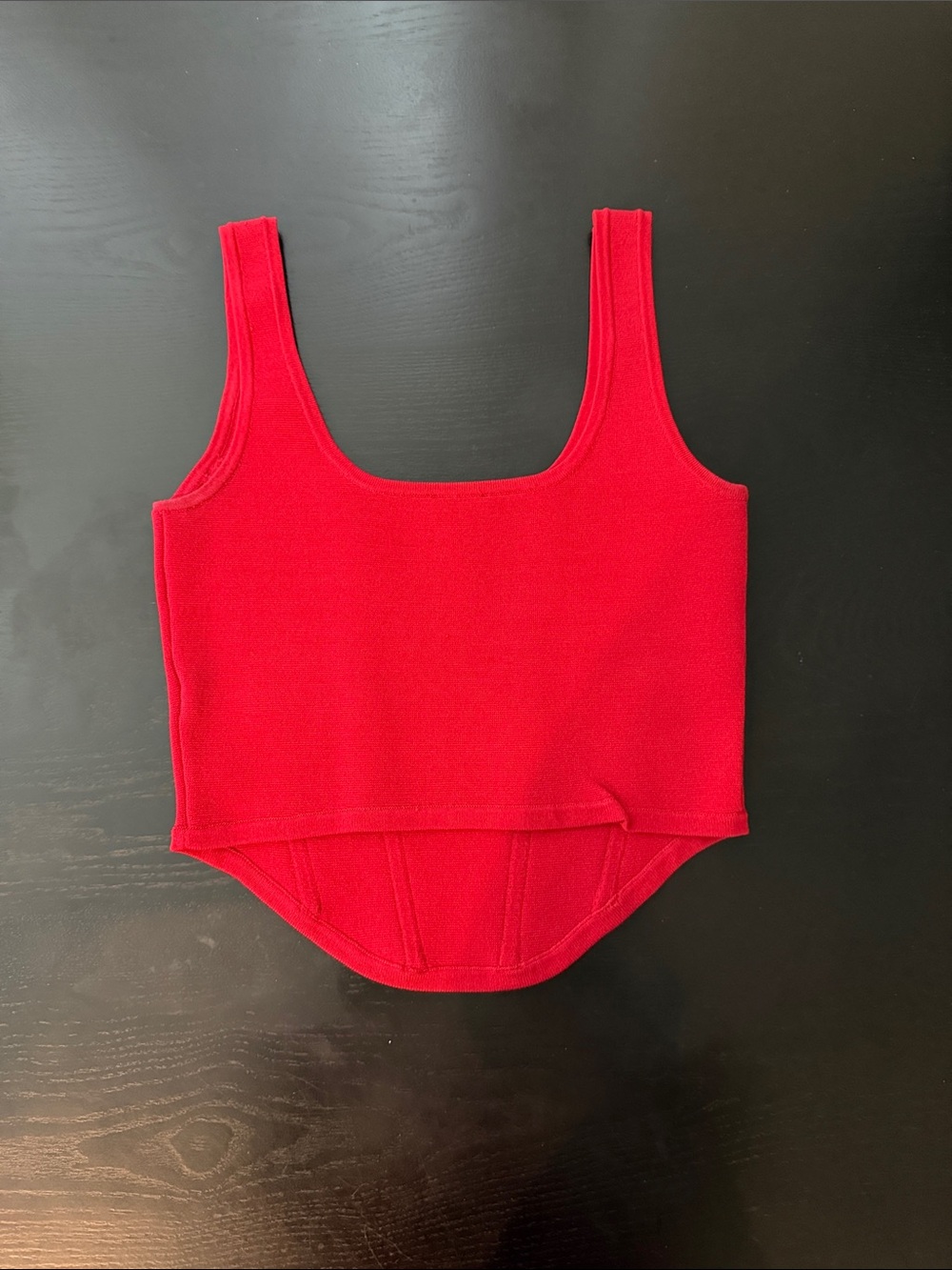 Express - Body Contour Red Corset-Style Square Neck Tank Top - Picture 2 of 3
